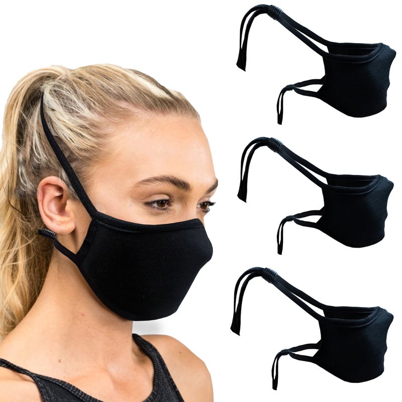 SNM Apparels Reusable Black Cloth Face Mask For Men And Women Washable Breathable Ear Saver Cotton Face Cover