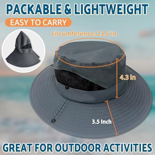 HSR Lightweight Breathable Stylish Summer Hat Cap for Men Women, UV Protection, Sun Protection Round Cap for Travel, Hiking, Gardning, Fishing for Men Women Black - Image 5