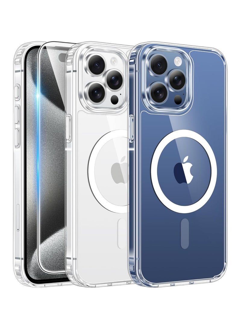 نفس Magsafe Case for iPhone 15 Pro Max, Non-Yellowing Shockproof Phone Bumper Cover, Anti-Scratch Clear Back (Clear) - Image 1