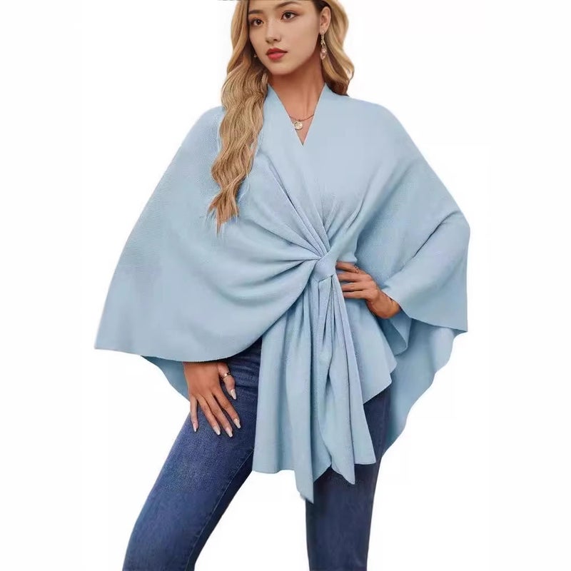 Women's Loose V-Neck Cape Coat for Fall/Winter 2024 - Image 1