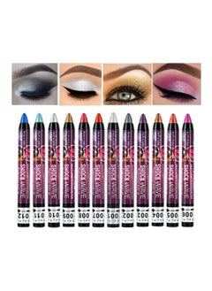 SYOSI 12 Pcs Eyeshadow Stick, Cream Smokey Eyeshadow Metallic Shimmer Crayon, Pro Waterproof and Long Lasting Shiny Bright Starter Rotating Eyeshadow Sticks