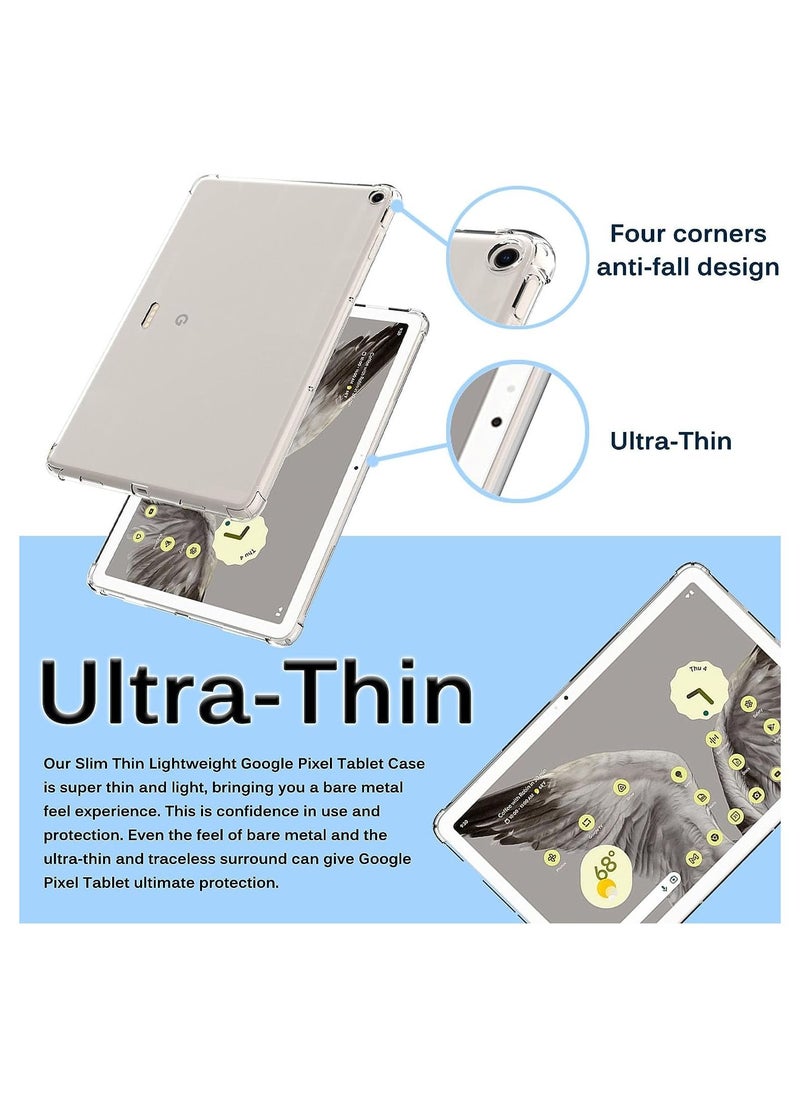 Clear Case for Google Pixel Tablet, Corner Protection Flexible Thin Slim Fit Transparent TPU Protective Cover Shell Lightweight Shockproof Back Case for Google Pixel Tablet