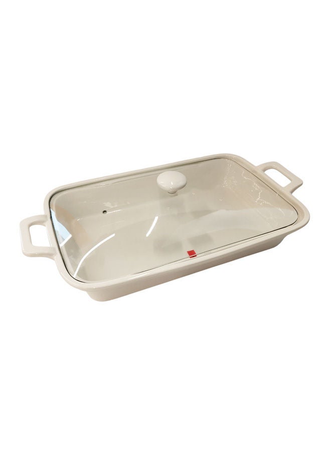Dove Porcelain Rectangular Baking Dish with Glass Lid White 18 inch - Image 3