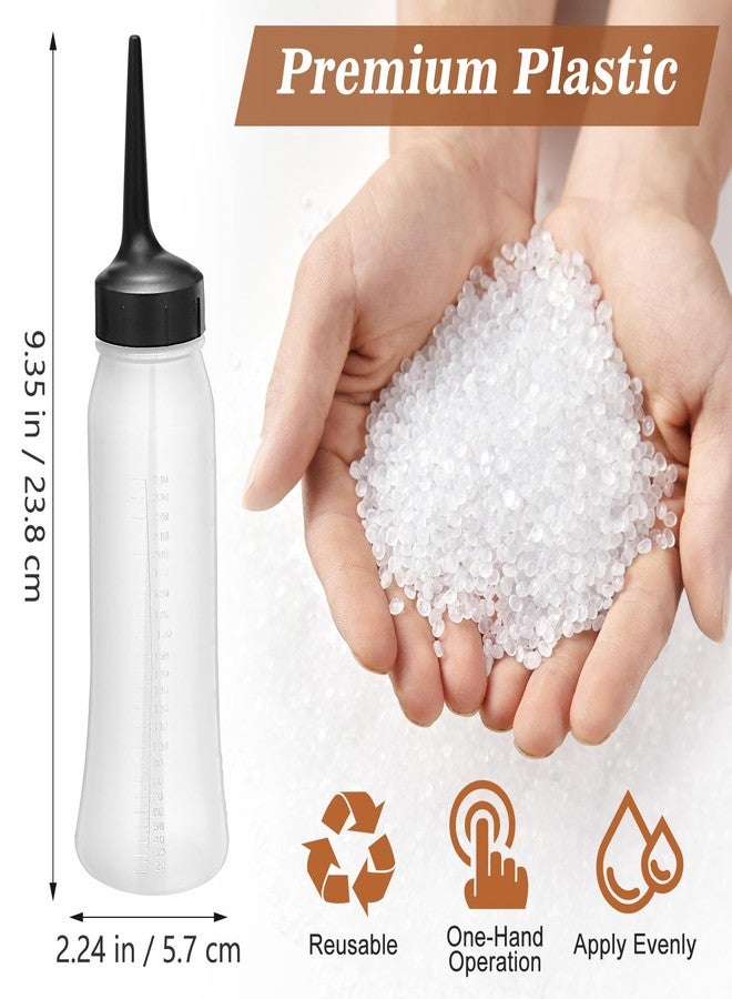 Garneck 6 Pack Refillable Hair Dye Squeeze Bottles: 240ml Transparent Hair Color Applicator Bottles with Graduated Scale for Salon Stylist Barber Conditioner Shampoo Salon Use - Image 2