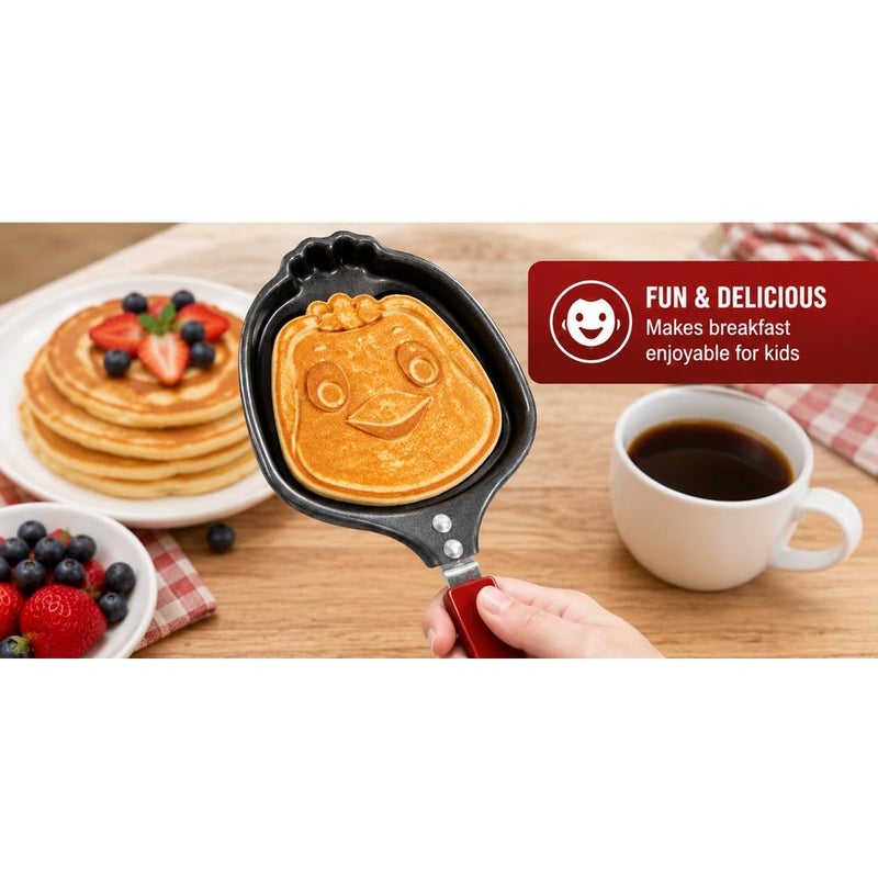 Pancake Pan Non Stick Happy Face Shape, Mini Egg Omelette Maker, Breakfast Cooking Mold, Smiley Griddle Skillet with Comfortable Handle, Even Heat for Home Kitchen - Image 4