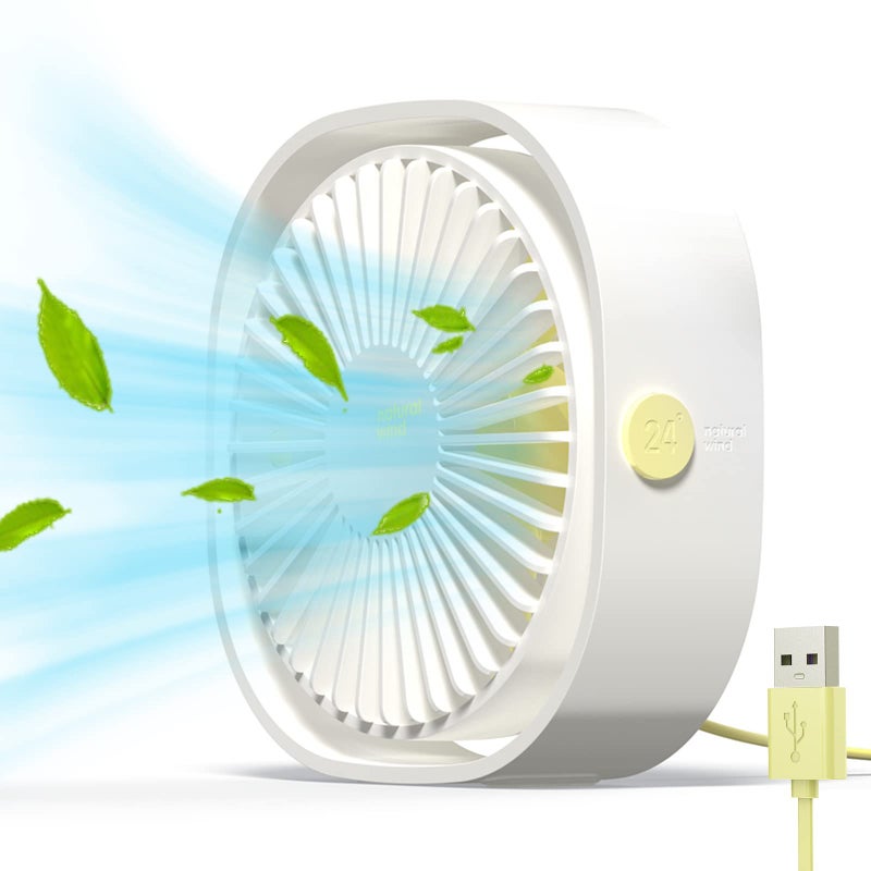 Simpeak Mini Usb Desk Fan Cooling quiet portable USB Powered ONLY No Battery 3 Speed Setting 360 Adjustable Swivel for Home and Travel