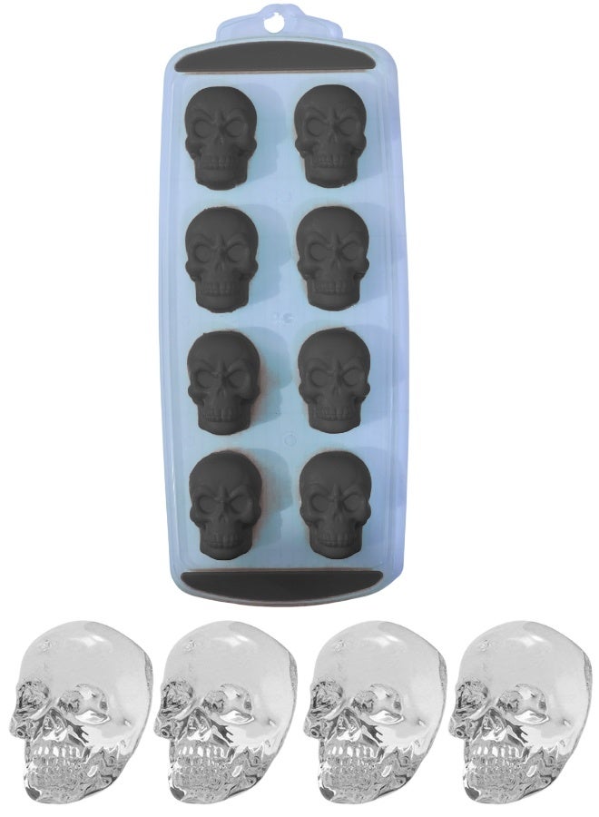 Happy Home 1 Pack 8-Piece Silicone Ice Cube Tray Large Skull Shaped Ice Cubes Easy Release Non-Stick Dishwasher Safe -Black  - Image 3