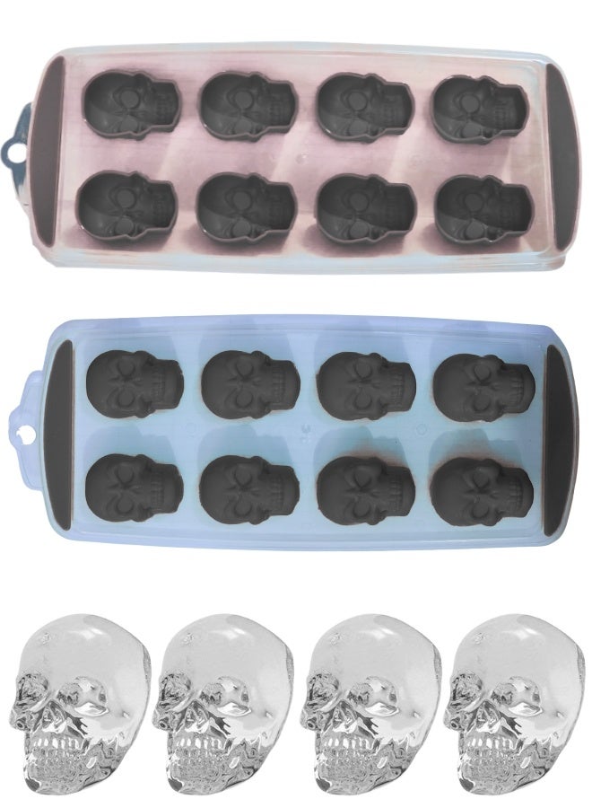 Happy Home 1 Pack 8-Piece Silicone Ice Cube Tray Large Skull Shaped Ice Cubes Easy Release Non-Stick Dishwasher Safe -Black  - Image 4