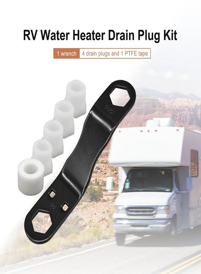 Powswopx RV Water Heater Drain Plug Kit Include Wrench & 4 Pieces 1/2" NPT RV Heater Water Plugs and 1 Roll PTFE Tape Fits 7/8" & 15/16" Drain Plugs - Image 5