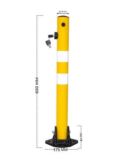 BERRY Berry 650MM Reflective Yellow Parking Barrier Post | Easy-to-Operate Anti-Manual Lock with Key Lock | Plastic Anti-Parking Bollard  - Image 4