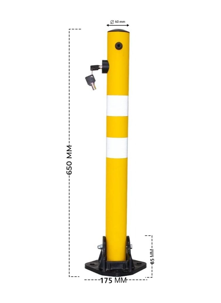 BERRY Berry 650MM Reflective Yellow Parking Barrier Post | Easy-to-Operate Anti-Manual Lock with Key Lock | Plastic Anti-Parking Bollard  - Image 4