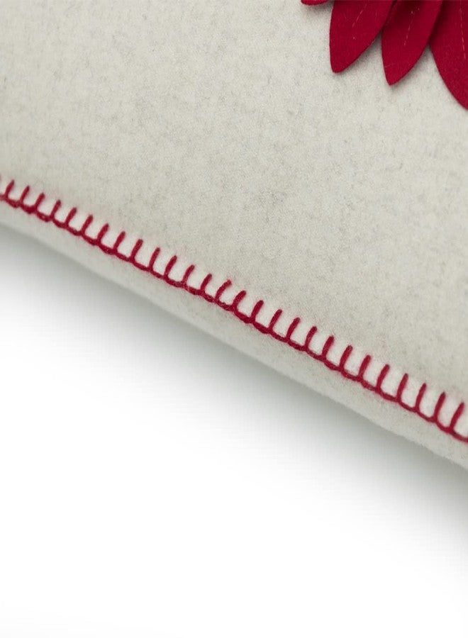 JWH Christmas Pillow Cover, Xmas Decoration, Red Noel Pillow Case, 3D Flower Pillowcase, Farmhouse Bed Couch Decor, 14x24 Inches Beige - Image 4