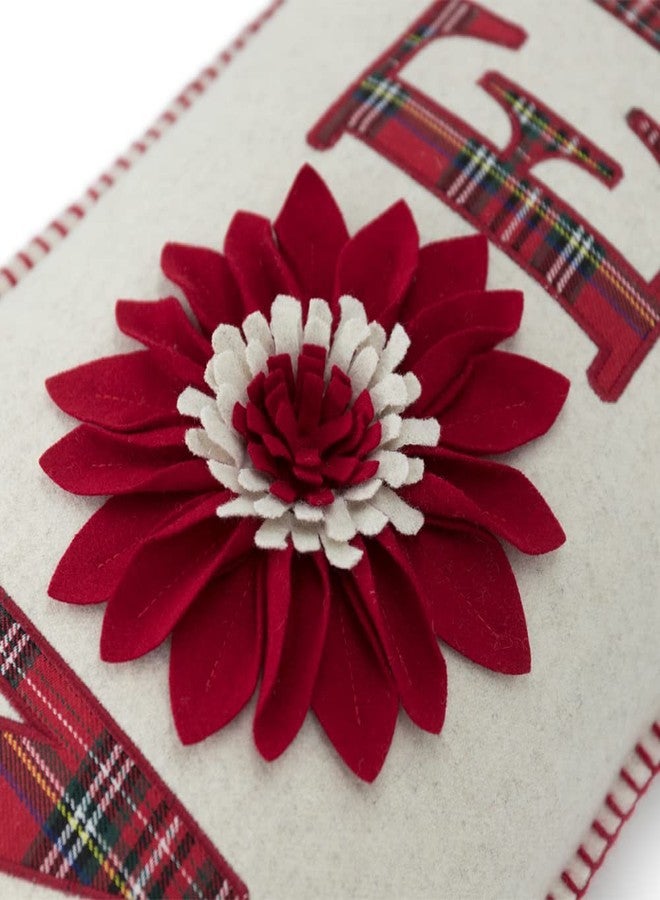 JWH Christmas Pillow Cover, Xmas Decoration, Red Noel Pillow Case, 3D Flower Pillowcase, Farmhouse Bed Couch Decor, 14x24 Inches Beige - Image 2