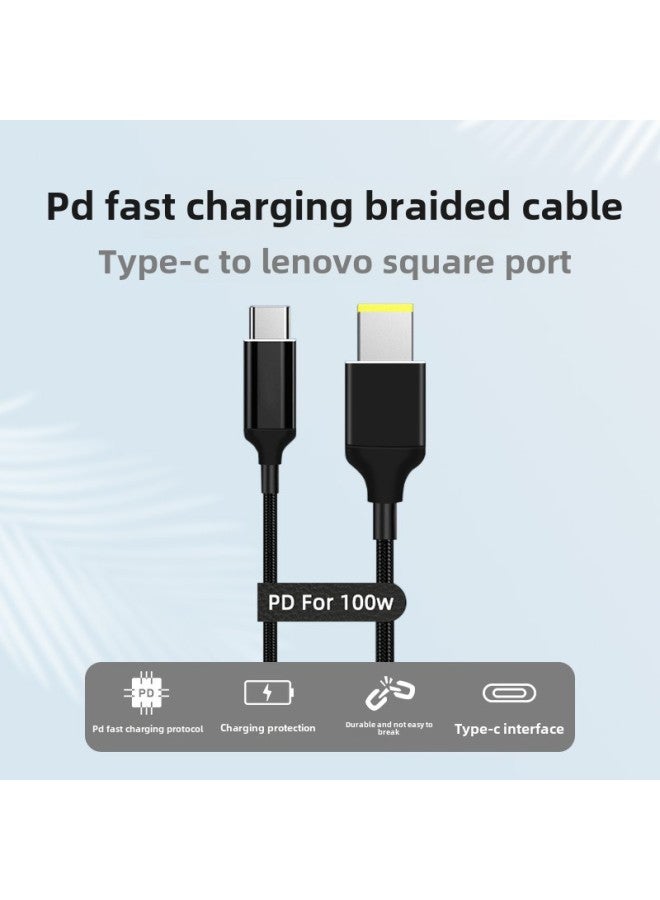 TyPEC To Lenovo Notebook Computer Square Mouth With Needle Thinkpad X1 Power Pd100w Fast Charging Line-Color:typec  Aluminum Alloy 100W - Image 2