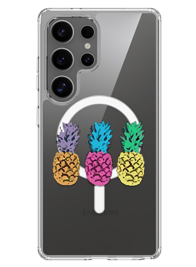 Theodor Magnetic Case for Samsung Galaxy S25 Ultra 6.9-inch Compatible with MagSafe Wireless Charging, Shockproof Phone Bumper Cover pineapple - Image 1