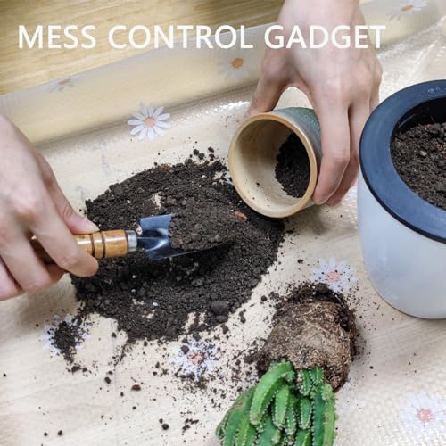 Azureblue Repotting Mat for Indoor Plants Waterproof Clear Potting Mat Foldable Gardening Plants Potting Repotting Tray to Control Potting Soil Indoor Plant Garden Accessories Gifts for Plant Lovers 23.6" - Image 4