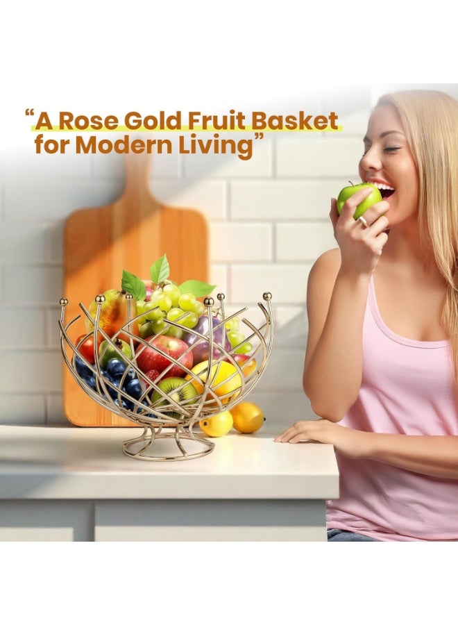Meetion Fruit Basket For Kitchen Counter, Fruit Bowl, Countertop Fruit Bowl, Wire Basket For Fruits, Gold Basket For Kitchen - Image 5