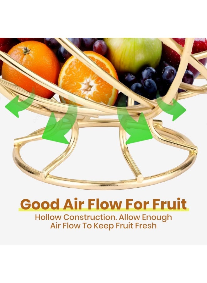 Meetion Fruit Basket For Kitchen Counter, Fruit Bowl, Countertop Fruit Bowl, Wire Basket For Fruits, Gold Basket For Kitchen - Image 3