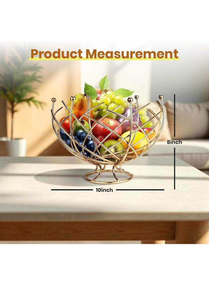 Meetion Fruit Basket For Kitchen Counter, Fruit Bowl, Countertop Fruit Bowl, Wire Basket For Fruits, Gold Basket For Kitchen - Image 4