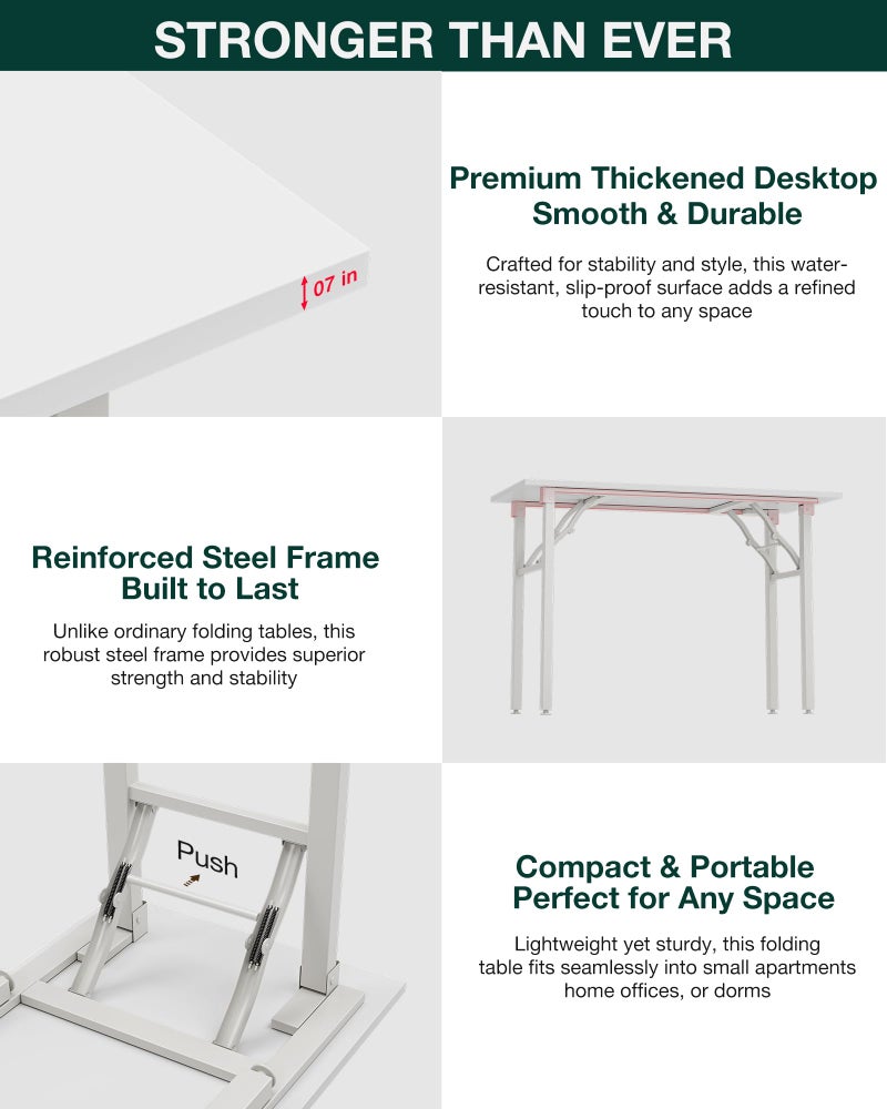 Frylr Small Folding Computer Desk â€“ Portable 35.8 Inch Foldable Laptop Table, Collapsible and Compact for Easy Storage and Fast Setup, Lightweight for Small Spaces, Craft and Study Use, White Ash - Image 5