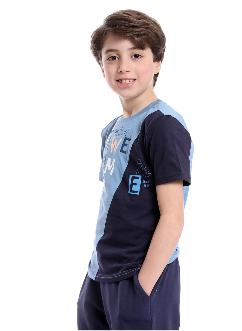 Boys Summer Cotton Tee & Shorts Pajama Set - Baby Blue & Navy Blue - pzsku/Z8CE06B64DFF93A0A5463Z/45/_/1720105225/3b270add-8cb8-409c-a9b1-2f6d2b60772e