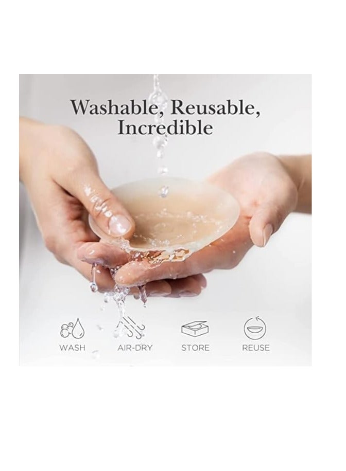 Glamroot Nipple Covers for Women, Reusable Ultra Thin & Hypoallergenic Adhesive Silicone Pasties With Travel Box, Nude - Image 2