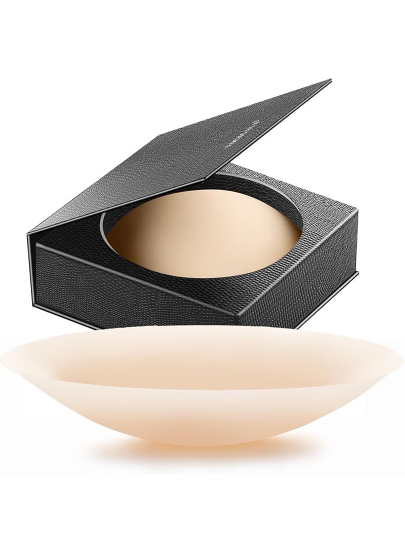 Glamroot Nipple Covers for Women, Reusable Ultra Thin & Hypoallergenic Adhesive Silicone Pasties With Travel Box, Nude - Image 1