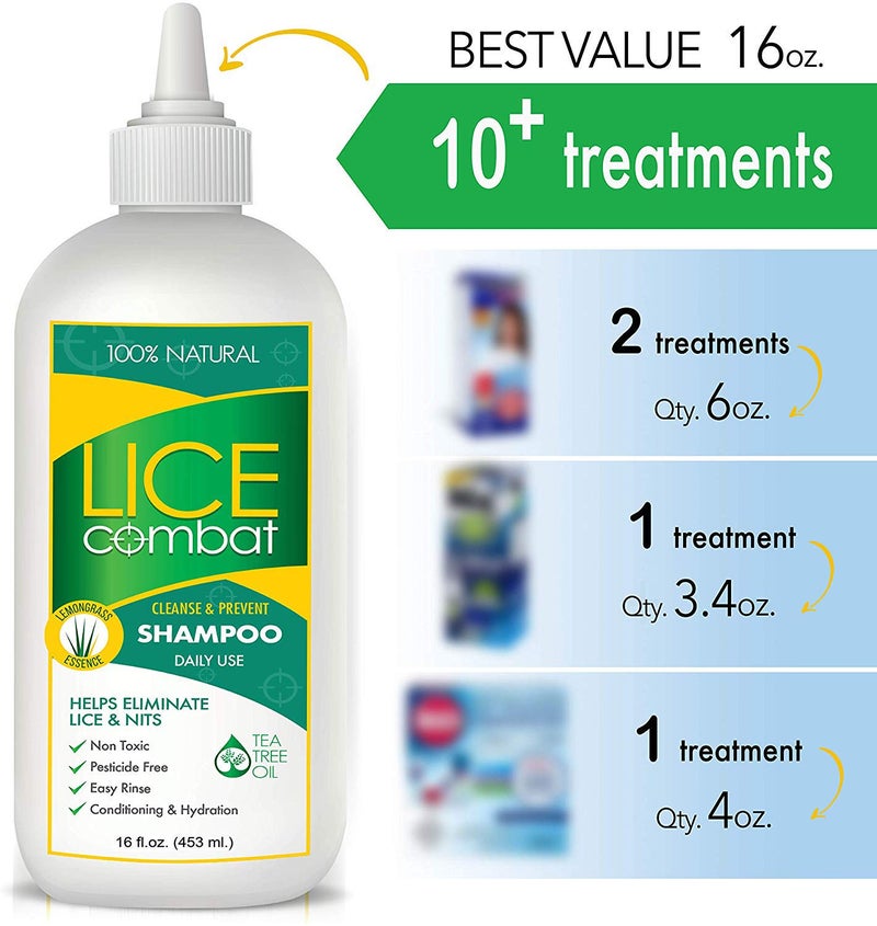 NatulabUSA Lice Shampoo | Helps Eliminate Lice, Super Lice & Nits | Repels & Prevents | Pesticide Free | 100% Natural | Tea Tree + Coconut Oil | Best Value | Smells Great. - Image 2