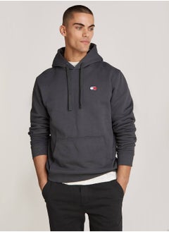 TOMMY JEANS Men's  Badge Terry Regular Fit Hoody , Grey - Cotton  - Image 1