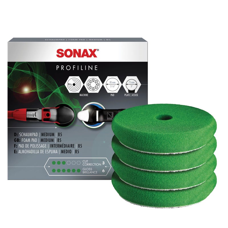 SONAX 3 Inch Green Polishing Foam Pad  Dual Action  Rotary Polishers  Medium Cut Foam Pad for Paint Correction Swirl  Scratch Removal  Durable Professional Car Detailing Pad - Image 2