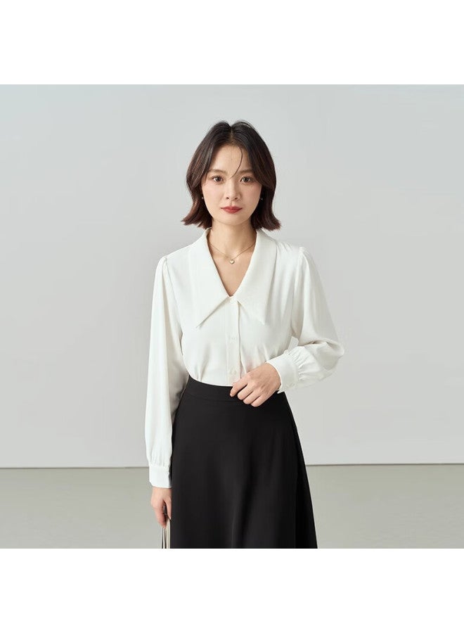 Lady Bird Miss Bird Women's Blue V-neck Shirt Spring And Summer Suit Inner Wear Interview Professional Attire Formal Shirt - Image 2