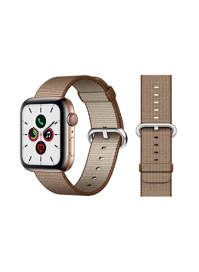 NIBEMINENT Round Buckle Nylon Replacement Band For Apple Watch Series 5/4/3/2/1 Coffee Brown - Image 1