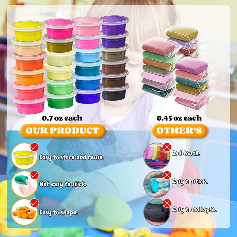 ESSENSON Modeling Clay Kit - 24 Colors Air Dry Ultra Light Soft & Stretchy DIY Molding Clay with Tools, Kids Art Crafts Gift for Boys & Girls Age 3-12 Year Olds - Image 3