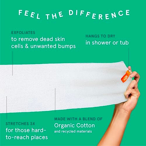 Cleanlogic Body Exfoliating Cloth, Stretchy Organic Sustainable Cotton Exfoliator Bath and Shower Washcloths, Reusable Daily Skincare Tool, 3 Count - Image 2