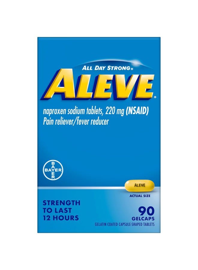 Aleve Gel Caps, Naproxen Sodium for Pain Relief ‐ 90 Count, 90 Count - Image 1