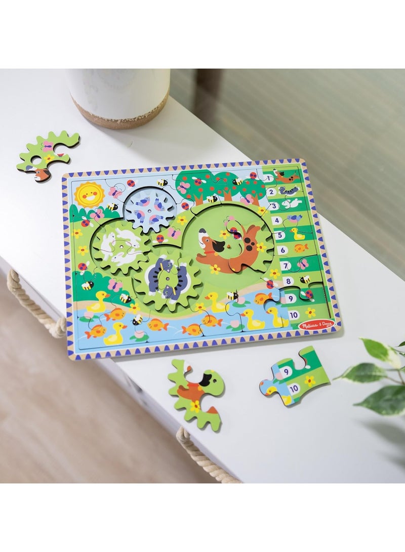 Melissa & Doug لعبة الألغاز الخشبية مطاردة الحيوانات - 24 قطعة مع 4 تروس دوارة | لغز تفاعلي بموضوع الحيوانات للأطفال من عمر 3 سنوات فما فوق - Image 4