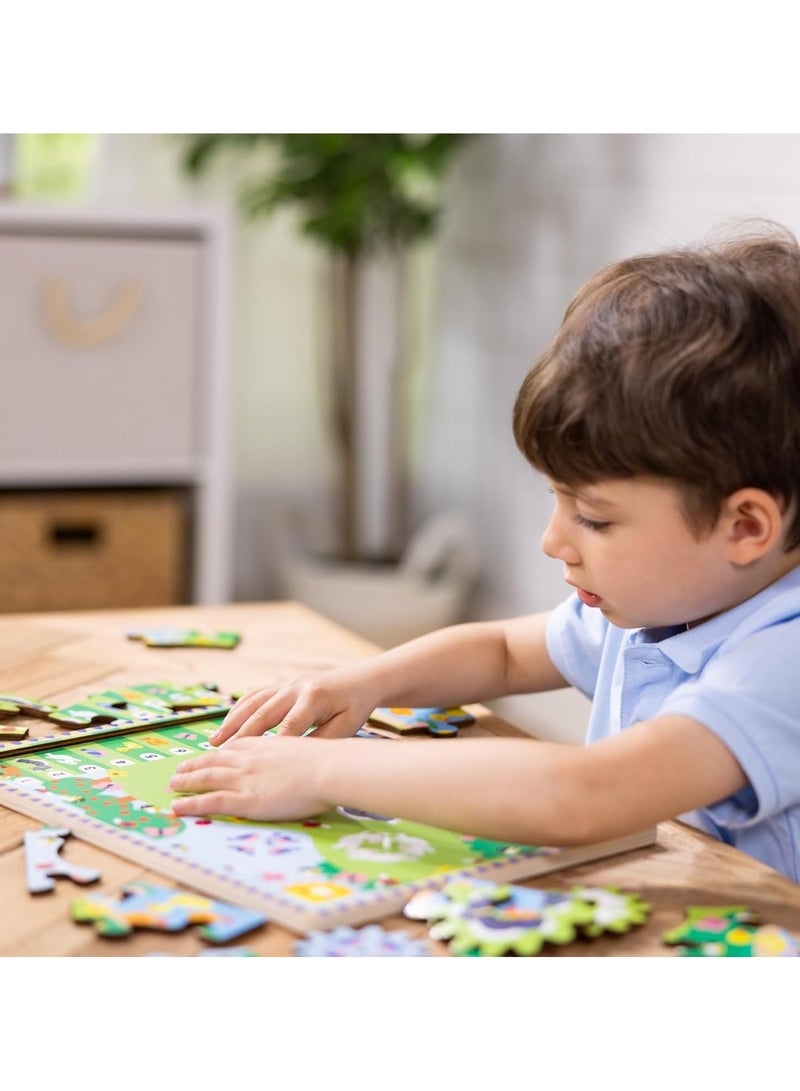 Melissa & Doug لعبة الألغاز الخشبية مطاردة الحيوانات - 24 قطعة مع 4 تروس دوارة | لغز تفاعلي بموضوع الحيوانات للأطفال من عمر 3 سنوات فما فوق - Image 5