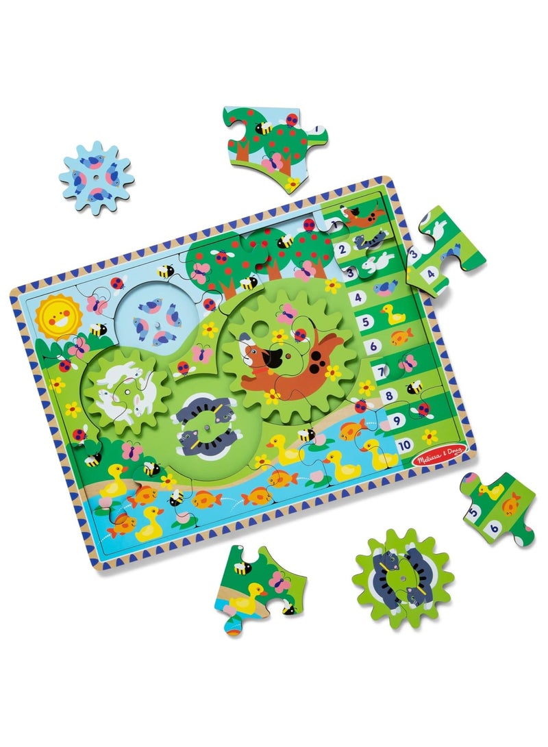 Melissa & Doug لعبة الألغاز الخشبية مطاردة الحيوانات - 24 قطعة مع 4 تروس دوارة | لغز تفاعلي بموضوع الحيوانات للأطفال من عمر 3 سنوات فما فوق - Image 2