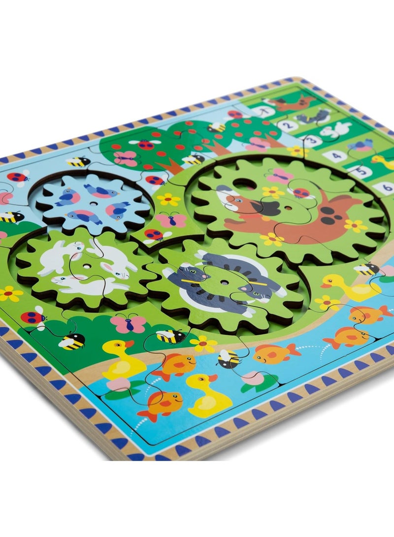 Melissa & Doug لعبة الألغاز الخشبية مطاردة الحيوانات - 24 قطعة مع 4 تروس دوارة | لغز تفاعلي بموضوع الحيوانات للأطفال من عمر 3 سنوات فما فوق - Image 3