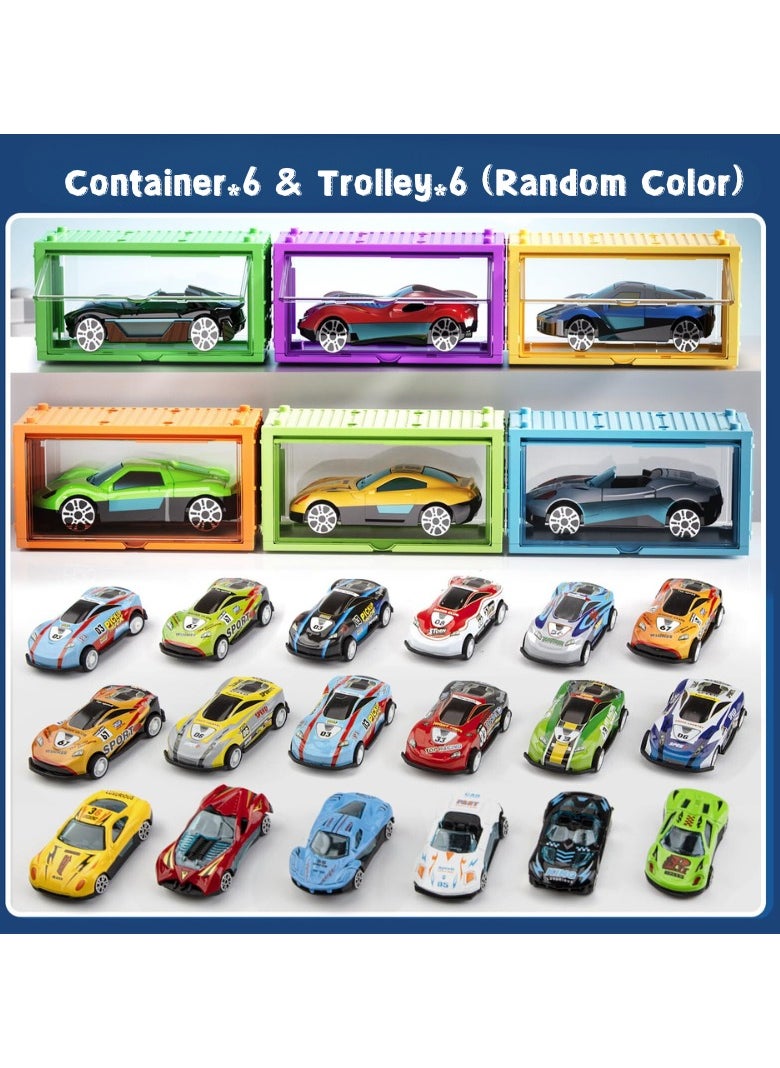 AIYISHI - Toy Cargo Ship For Kids Container Car Set With 6 Alloy Cars Vehicles And Catapult Car Device ，The Gantry Crane Device，Cargo Ship With Sounds And Lights ，Large Capacity Storage Car Spacefor 3+ Kids Boys Girls - Image 1
