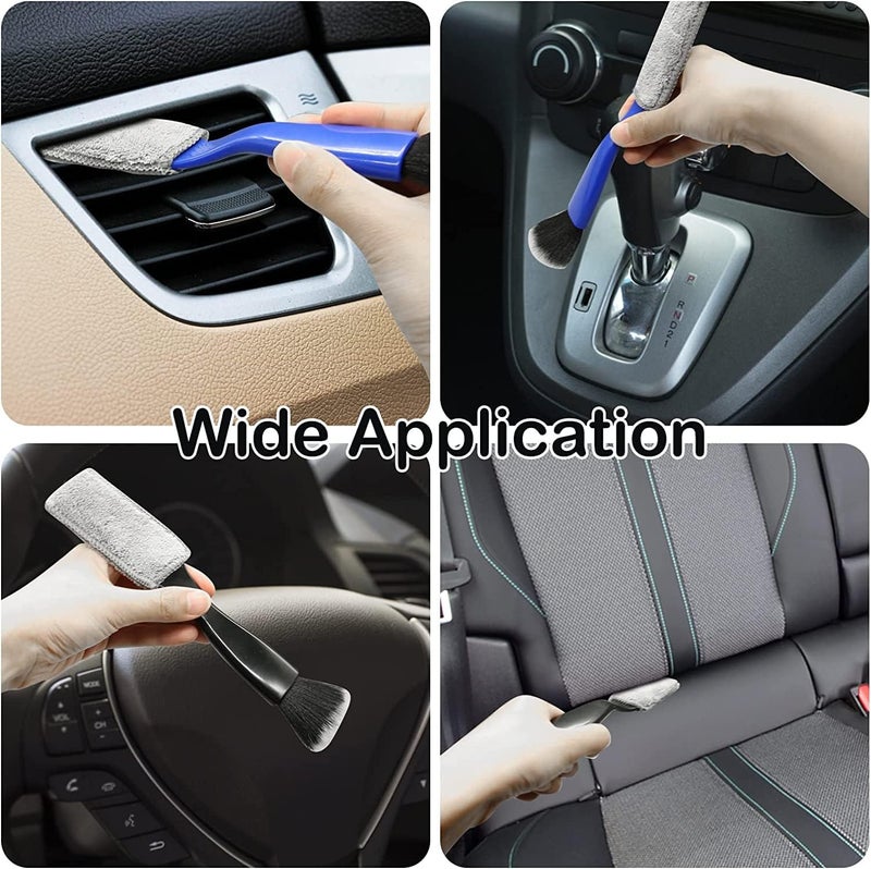 Goodern 2 Pcs Double Head Brush for Car Cleaning,Interior Car Cleaner 2 in 1 Car Duster Car Cleaning Brush,Portable Auto Detailing Tools Car Dust Brush for Cleaning Screen Air Vent Dashboard-Black - Image 5