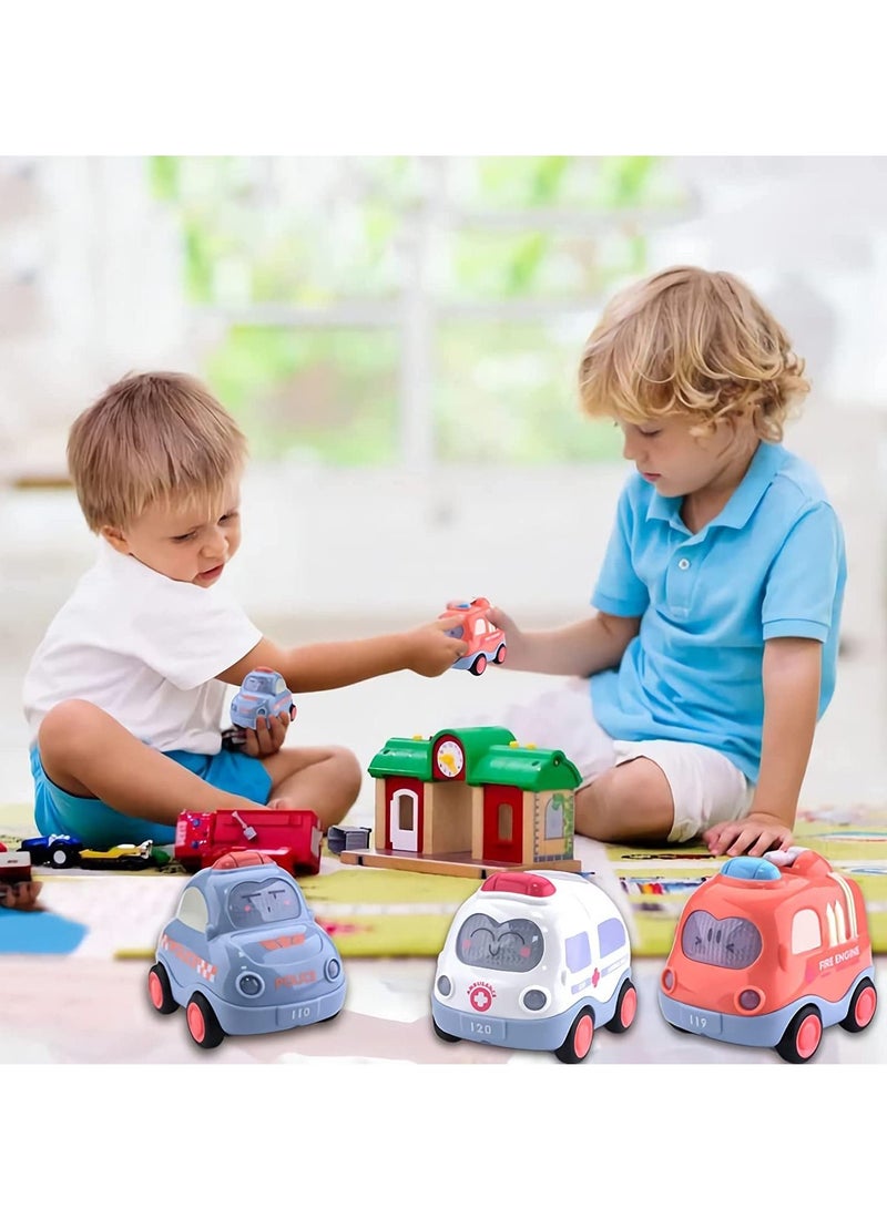 Friction Toy Set for Toddlers Ages 1-3, Push and Pull Vehicles with Lights and Sounds, Ages 1-3, Early Educational Toys for Boys Girls Children's Birthday Gift (3 Pieces)  - Image 2