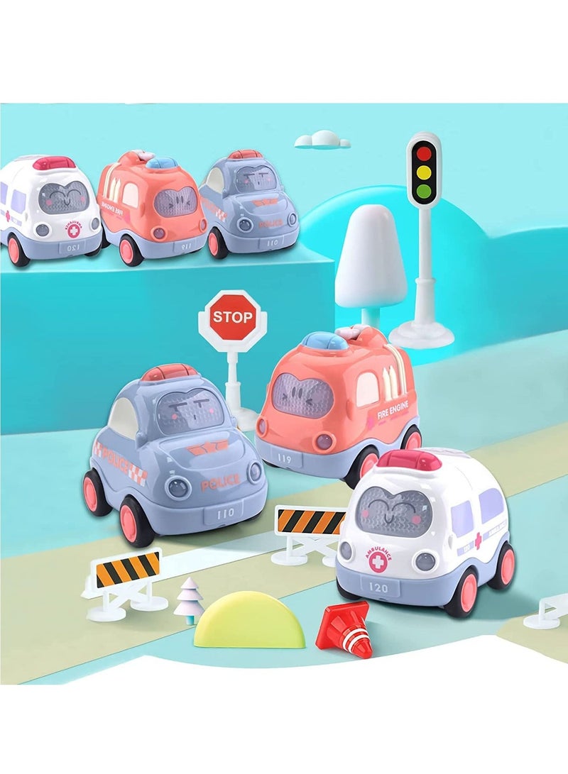 Friction Toy Set for Toddlers Ages 1-3, Push and Pull Vehicles with Lights and Sounds, Ages 1-3, Early Educational Toys for Boys Girls Children's Birthday Gift (3 Pieces)  - Image 3
