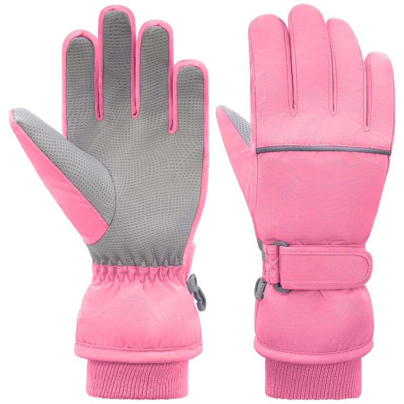 YUHAN PRETTY Kids Winter Ski Gloves Waterproof Children Girls Boys Fleece Thermal Snowboard Snow Gloves Mittens for Cold Weather(9-11Years) - Image 1