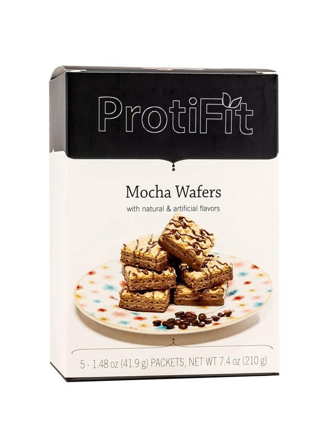 PROTIFIT - High Protein Wafer Bar, 15g Protein, Low Calorie, Low Carb, Low Fat, Trans Fat Free, Cholesterol Free, Ideal Protein Compatible, 5 Servings Per Box (Mocha) - Image 1