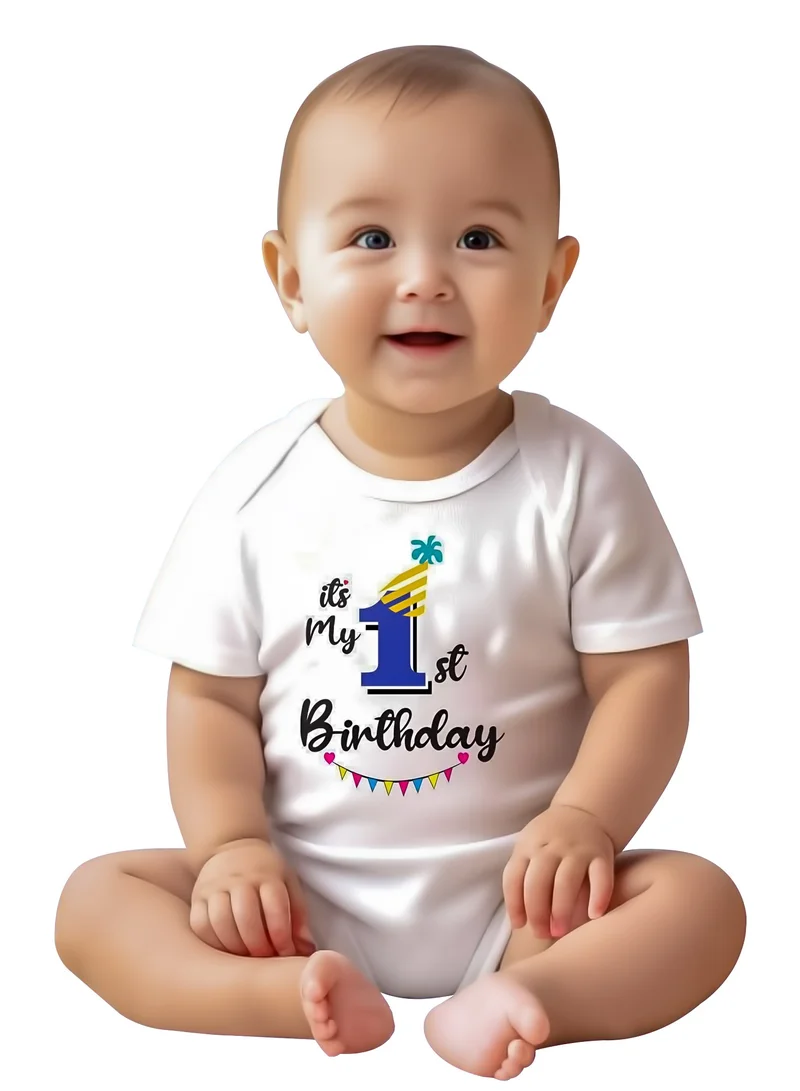 Matching Family Outfits My 1st Birthday Baby Romper | Graphic Printed Kids T-Shirt | 100% Cotton | White Short Sleeve Bodysuit | Birthday Outfit for Baby Boy &amp; Girl | Soft Comfortable Fabric for Infants