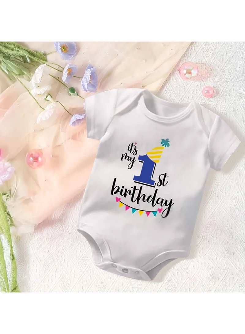 Matching Family Outfits My 1st Birthday Baby Romper | Graphic Printed Kids T-Shirt | 100% Cotton | White Short Sleeve Bodysuit | Birthday Outfit for Baby Boy &amp; Girl | Soft Comfortable Fabric for Infants