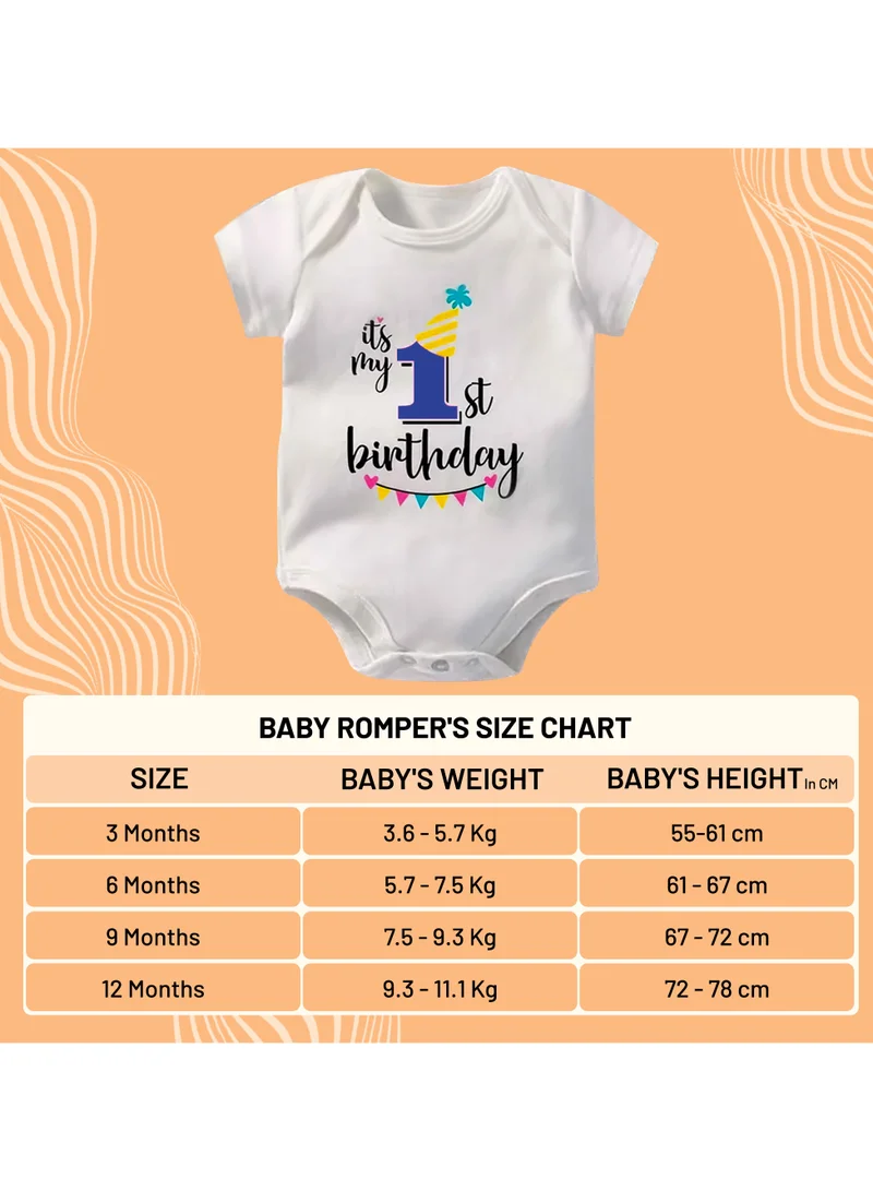 Matching Family Outfits My 1st Birthday Baby Romper | Graphic Printed Kids T-Shirt | 100% Cotton | White Short Sleeve Bodysuit | Birthday Outfit for Baby Boy &amp; Girl | Soft Comfortable Fabric for Infants