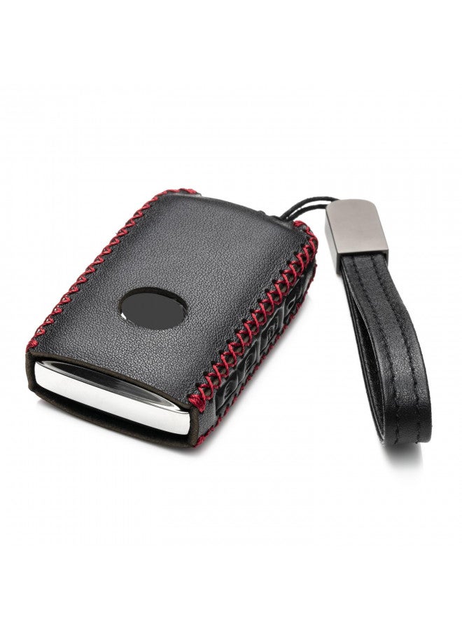 Vitodeco Vitodeco Genuine Leather Smart Key Fob Case Cover Protector Compatible with Mazda 3, Mazda 3 Hatchback, Mazda 6, CX-5, CX-50, CX-3, CX-30, CX-9, CX-90 2020-2025, CX-70 2025 (4-Button, Black/Red) - Image 1