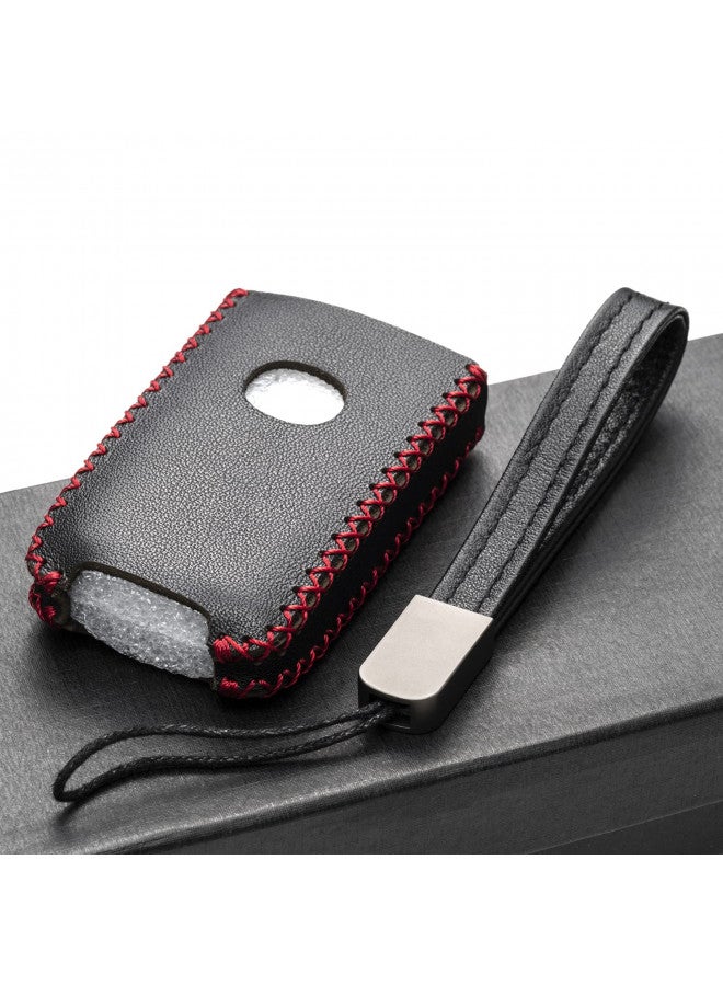 Vitodeco Vitodeco Genuine Leather Smart Key Fob Case Cover Protector Compatible with Mazda 3, Mazda 3 Hatchback, Mazda 6, CX-5, CX-50, CX-3, CX-30, CX-9, CX-90 2020-2025, CX-70 2025 (4-Button, Black/Red) - Image 3